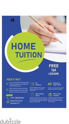 Tuition for IELTS+ Sciences,Physics,Chemistry,Mathematics and English.