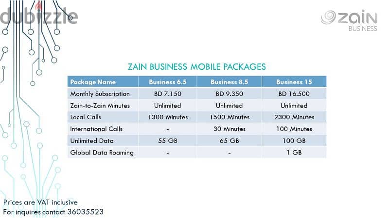 Zain Business Mobile Plans 0