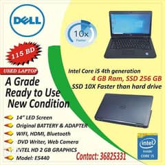 DELL A Grade Core I5 Laptop 4th Gen 4GB RAM 256 GB SSD (10x Faster) 14 0