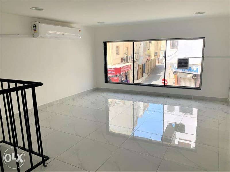 BRAND NEW commercial shop with MEZZANINE for rent in Manama 6