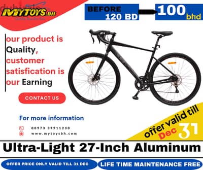 Ultra-Light 27-Inch Aluminum Road Bicycle with 27-Speed Gear System