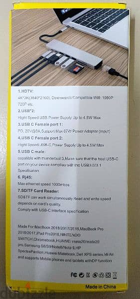 {New} 8 ports Multifunction Type-C Dongle OTG Adaptor - HDMI 4K - RJ45 3