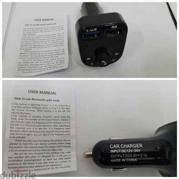 {New} Car Adapter, USB C Fast Charge, FM radio Transmitter Car Lighter 2