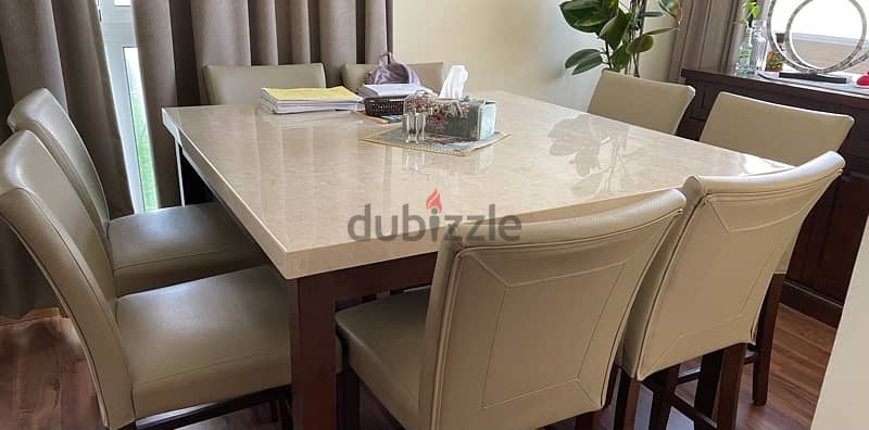 6 months old 8 seater marble dining table with chairs Furniture