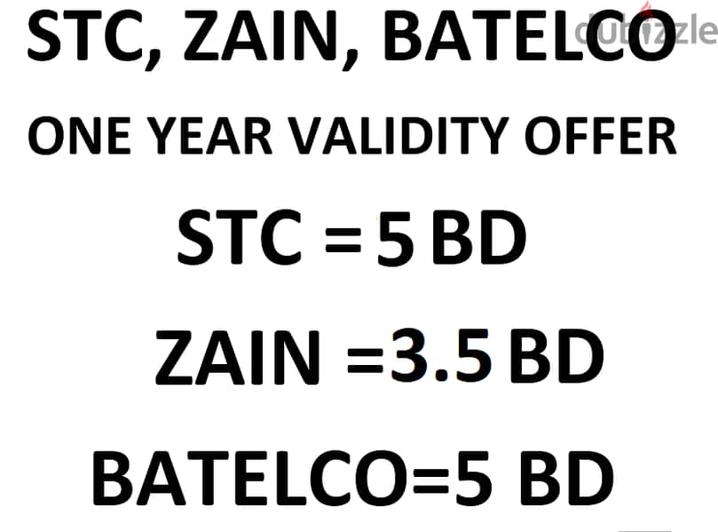 stc, Batelco, zain  one year Validity offers 0