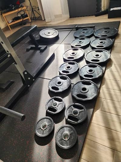 Rubber Coated Hexagon Olympic Plates (Total Weight 155kg)