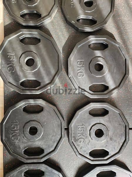 Rubber Coated Hexagon Olympic Plates (Total Weight 155kg) 3