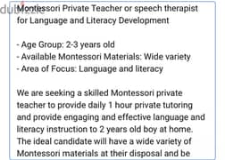 Montessori Private Teacher / Speech therapist 0