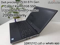 Dell precision i7 8Th Generation Ram 32GB SSD 512GB 4GB Nvida Graphics 0