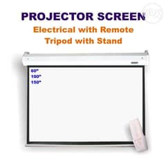 New Projector Screen 60",100",150" Tripod With Stand / Wall Mount 0