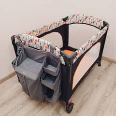 Foldable Movable Crib, Multifunctional Portable Play Bed