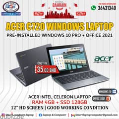 New Year Offer Acer Laptop 4GB Ram + SSD 128GB 12" Screen Ready to Use 0