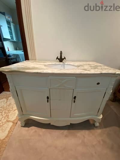 sink cabinet with marble top. great condition.