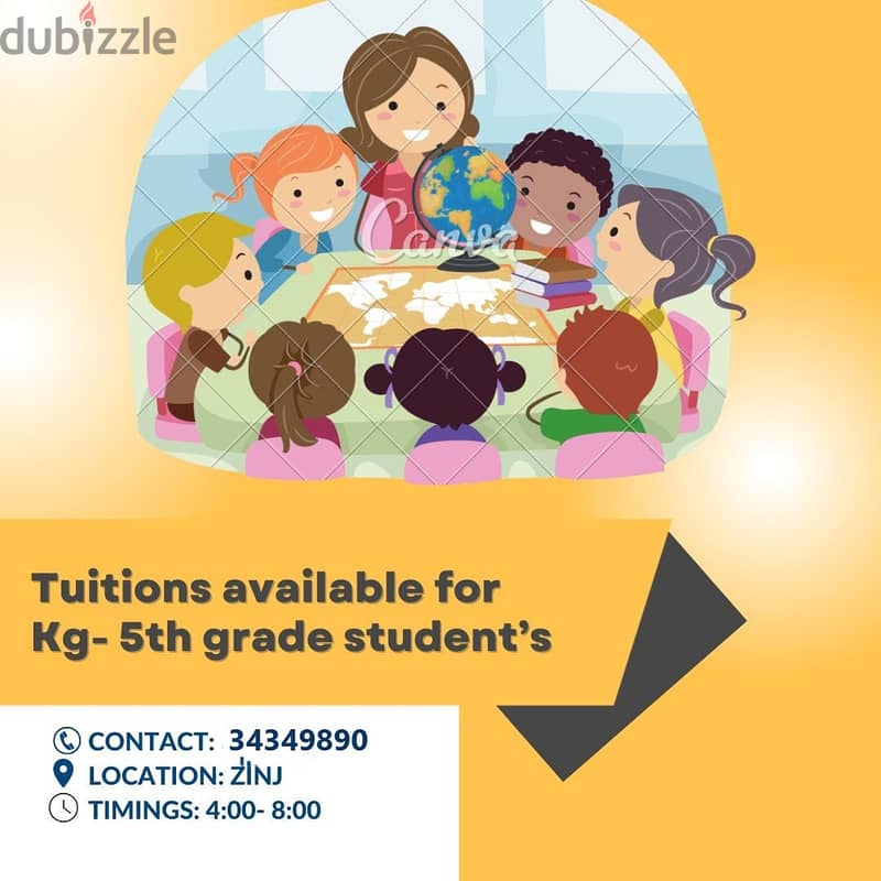 Tuition for KG- 5th Grade student's 1