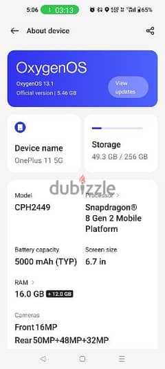 oneplus 11 for sale 16+12 gb Ram snapdragon8 Gen 2 0