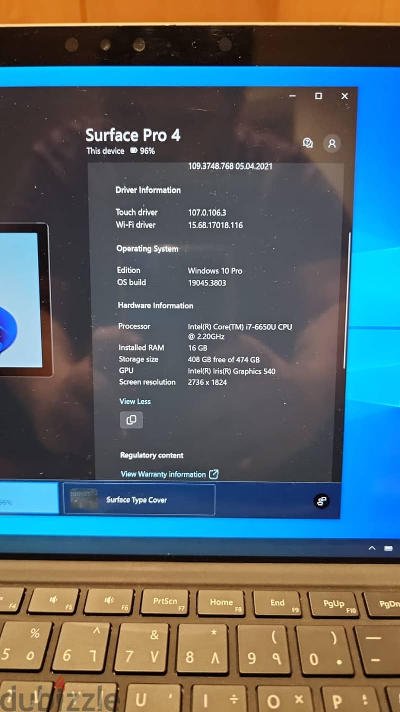 Surface Pro 4 , Core I7 , 16GB RAM , 500GB SSD 3