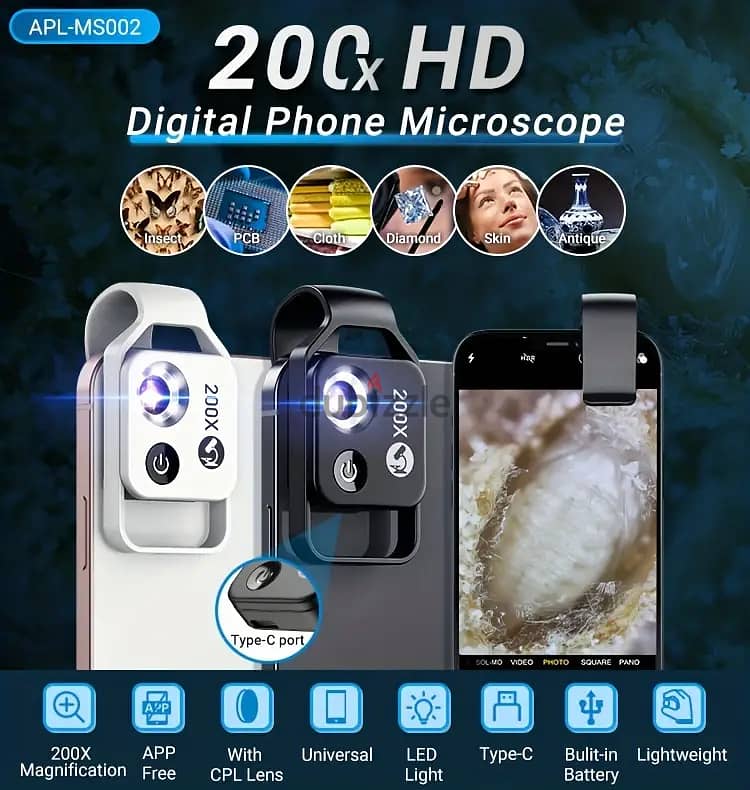 APEXEL 200X Mobile Camera Microscope Lens 1