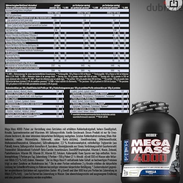 Intense Mega Mass 4000  Whey Protein Isolate and Concenterate