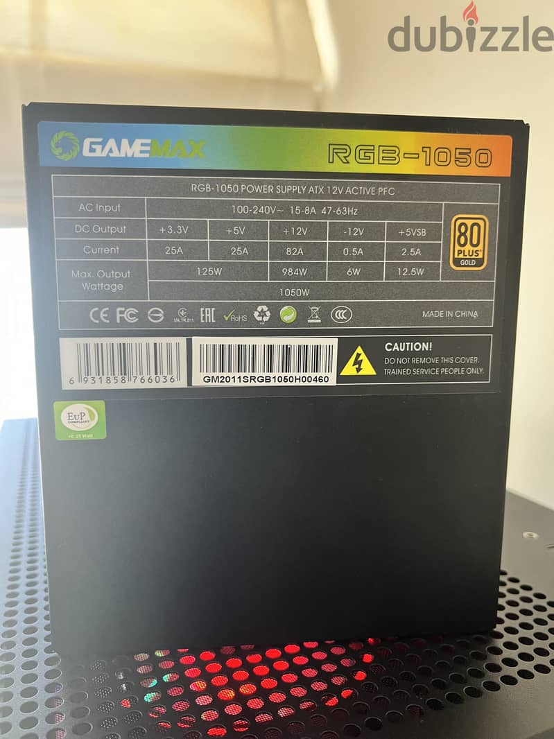 Game Max PSU 1050W RGB Power Supply Fully Modular 80+ Gold 2