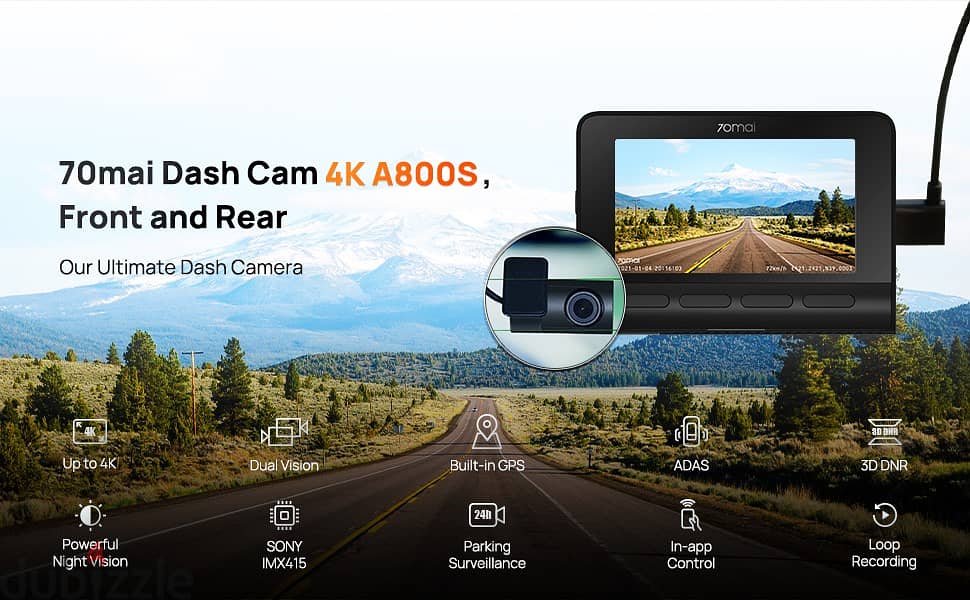 Used 70mai A800S True 4K Dual Channel Car Dash Camera 1
