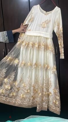 Pearl and golden color gown arabic style