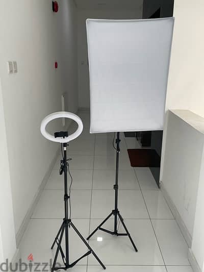 Softbox Light with bulb + 2 Stand + Ring Light RGB (Free)