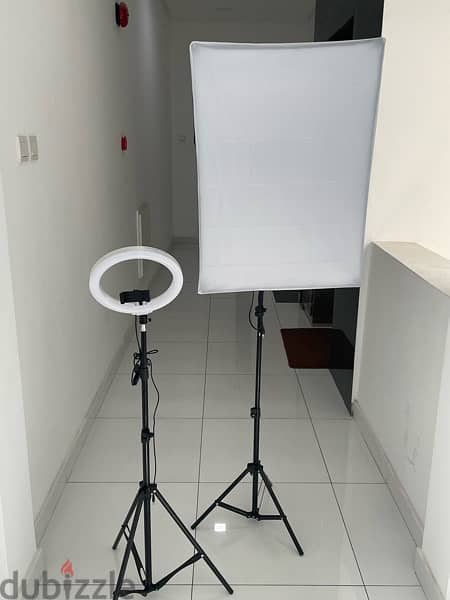 Softbox Light with bulb + 2 Stand + Ring Light RGB (Free) 0