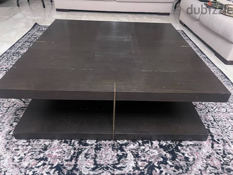 Heavy solid wood center table for sale in excellent condition 0