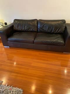 Classic Brown Leather Sofa