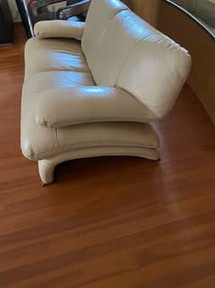 3 Seater Cream Leather Sofa (UK designer)