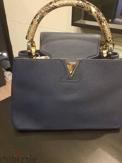 Louis Vuitton Capucine › MM handbag in navy blue Python