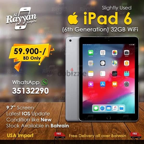 Slightly used iPad 6 (6th Generation) 32GB WiFi, 59.900-/BD Only 0