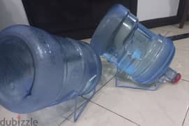2 Water bottles, 2 iron bottle stands, 2 manual water bottle taps 0