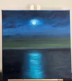Ocean Moonlight Painting Art by Young Artist