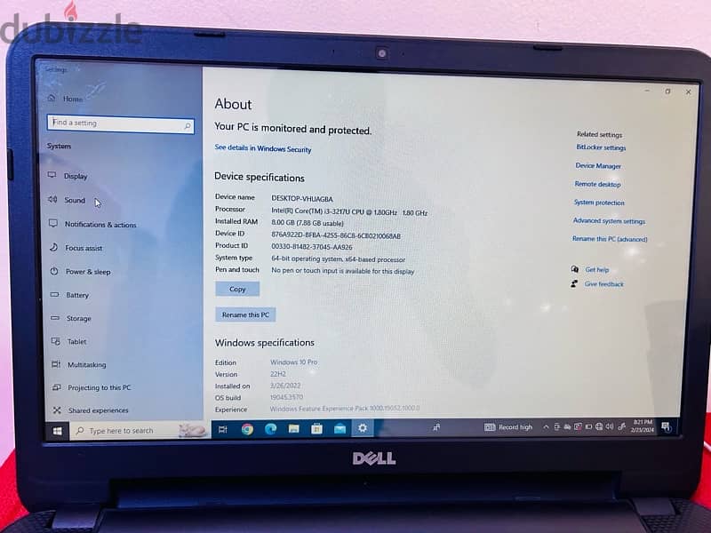 Dell Inspiron 3521  Laptop//15.6”/i3 Intel// 8GB RAM/ 500 GB Hard Disk 2