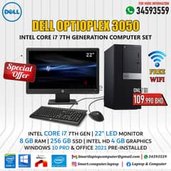 DELL Core i7 7th Generation Computer Set 22" FHD Monitor M. 2 256GB SSD 0