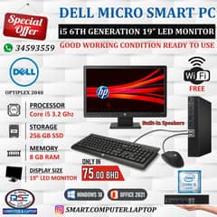 DELL i5 6th Generation Tiny Smart WIFI Computer 19" Multimedia Monitor 0