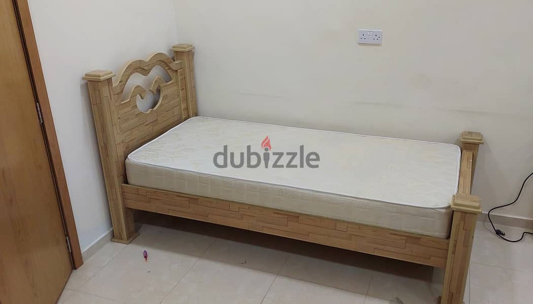 Wooden bed with mattress 1