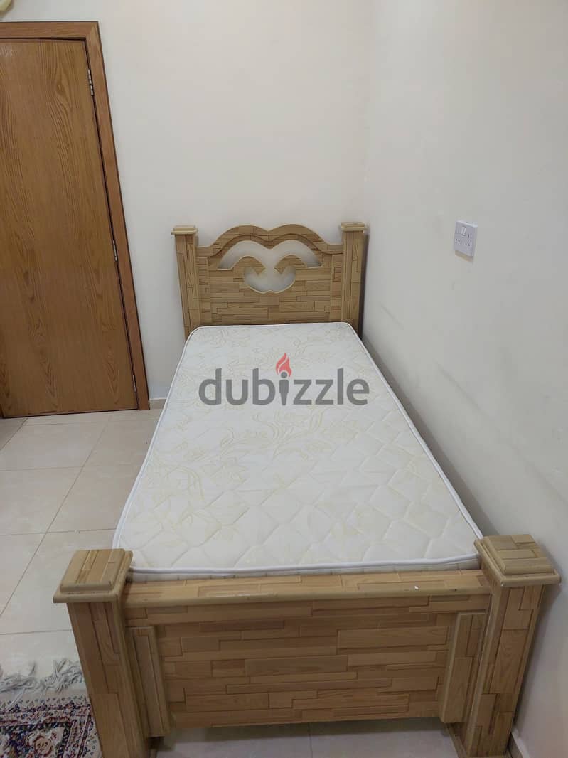 Wooden bed with mattress 2