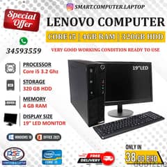 Limited Stock LENOVO Core i5 Computer 19" LED Monitor 4GB Ram+320GB HD