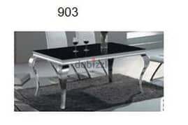 Brand New Black Glass Top Dining Table for Sale .