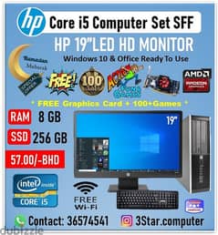 Computer HP i5 8GB RAM SSD 256GB FREE Graphic Card&100+Games 19"LED