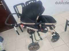 American made adjustable baby stroller with suspensions and safeties 0