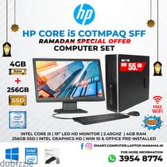 HP i5 Computer Set 19" HD Monitor 4GB Ram 256BGB SSD 2.40Ghz Perfect
