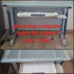 glass top computer table