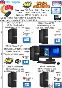 Buy any PC Get 100+ Games FREE DELL Core i5 6th Gen Computer Set 0