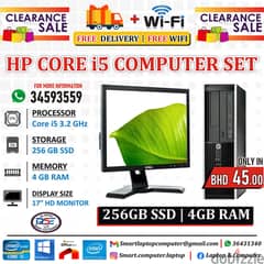 New Year Offer HP Core i5 Computer With Monitor (FREE WIFI & DELIVERY)