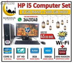 HP Core i5 Computer Set 8GB Ram+500GB HDD (FREE WIFI+AMD Graphic Card)
