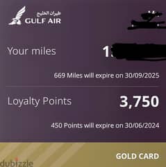 GULF AIR 100,000 MILES FOR SALE