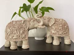 Set of 2 Elephants hand crafted